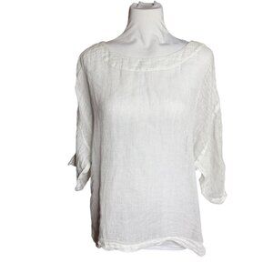 Pure Jill J Jill 100% linen white top gauzy Medium